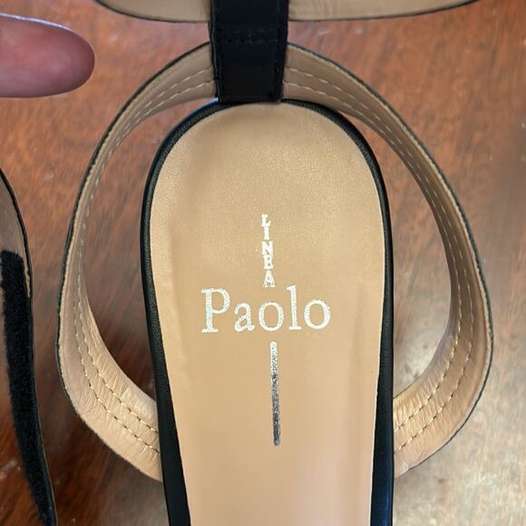 Linea Paola Emmie black ankle wrap heeled strappy sandals Size 9 NWOT - Picture 8 of 9